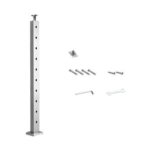 Montante per Corrimano in Cavo d'Acciaio Inossidabile 36x1x2 Pollici, Montanti per Scale da Esterno 1 Pezzo con Picchetti Pre-Forati - Product Image 1