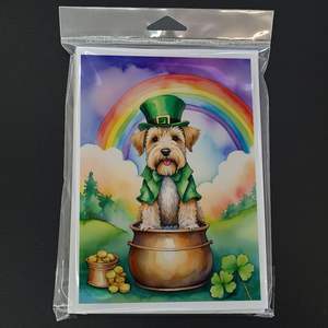 Whimsical A7 Tamaño 5x7 Tarjetas de nota en blanco Paquete de 8 Wheaten Terrier St Patrick's Day Tarjetas de felicitación con sobres - Product Image 3