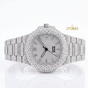 Montre de luxe entièrement sertie de moissanite pour homme, montre personnalisée en acier inoxydable pavée de diamants avec affichage de la date, montre-bracelet Hip Hop - Product Image 3
