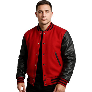 <b>Men</b> Varsity <b>Jacket</b> College Baseball Letterman Wool <b>Jacket</b> <b>Leather</b> Sleeves - Product Image 1