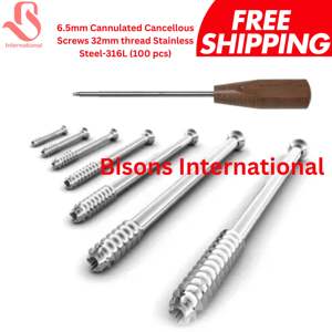 ชุดสกรูยึดกระดูกแบบมีรูตรงกลางทำจากเหล็กกล้าไร้สนิมความแม่นยำสูงสำหรับการยึดตรึงกระดูกในงานศัลยกรรมกระดูกและข้อจาก BISONS Wholesale พร้อมไขควง - Product Image 2