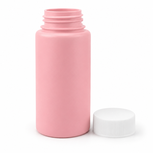 Custom PET Plastic Jar 5ml-2000ml Opaque <b>Pink</b> Color <b>Sprayed</b> Screw Lid for Vitamin Capsule Supplement Packaging - Product Image 2