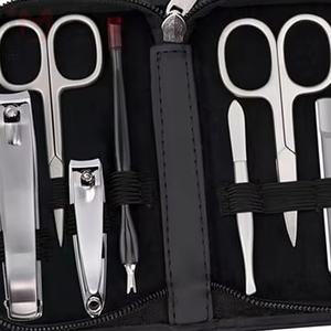 9Pcs Luxurious 7 in 1 Stainless Steel Razor Shaving Set & <b>Nail</b> Care Tool Man Care <b>Kit</b> with Customized Logo Portable Professional - Product Image 3