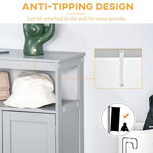 Mobiletto da Bagno Minimalista in Rattan Grigio e Legno, Armadietto Salvaspazio a Doppia Anta, Organizzatore Indipendente per Casa e Ospedale - Product Image 5