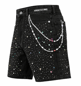 Shorts en jean tricotés pour hommes, ornés de motifs losanges, respirants, écologiques, taille mi-haute, décontractés, de luxe, collection été 2026 - Product Image 3