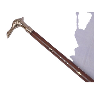 Bastón de madera con incrustaciones de latón, cuencos de hilo floral y gato caprichoso, diseños de cerámica y madera hechos a mano para artesanos de AYAANS - Product Image 5