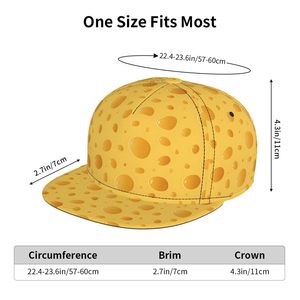 Casquette Snapback à motif fromage, ajustable, unisexe, 6 panneaux, pour usage décontracté, toutes saisons, en tissu sergé, motif à pois - Product Image 3