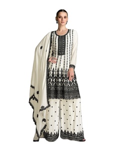 Dernière Designer Faux Georgette Broderie Séquence Travail Sharara Costume Par Fab Zone - Product Image 1