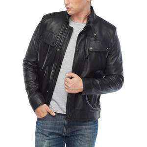 Leather Jackets for Men High Quality Zipper Front Zip and Pockets Leather Jackets Insulated Fur-Trimmed Outdoor Men's Jackets - Product Image 4