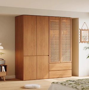 Armoire moderne à six portes en noyer foncé bicolore de qualité supérieure avec portes centrales blanches, disponible à prix de gros. - Product Image 4
