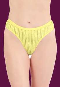กางเกงในสตรีแบบ Thong สีเหลืองสดใส ทรง Hipster เอวสูง ผ้าตาข่ายระบายอากาศ เป็นมิตรกับสิ่งแวดล้อม ผลิตจากผ้าไลคร่า ยืดหยุ่นได้ - Product Image 6