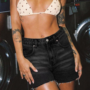 Shorts en jean personnalisés pour femmes, vente en gros, fabricant OEM, été, respirant, streetwear, appliqué sur mesure - Product Image 1