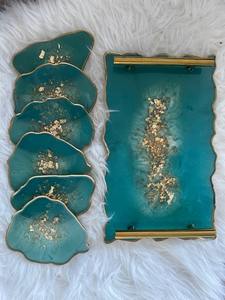 Ensemble de plateaux et de sous-verres en résine par A S CRAFT EXPORT d'Inde, plateau de style Love avec poignées pour la décoration de la maison ou comme cadeau - Product Image 5