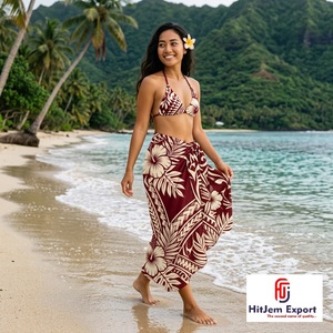 Custom Printed Pareo Floral Beachwear Lightweight Summer Swim <b>Skirt</b> Tropical Vacation Cover Up OEM ODM Textile Garment - Product Image 3