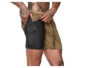 Nouveaux shorts de sport pour hommes, personnalisés avec logo, décontractés, à séchage rapide, respirants, à double couche, élastiques, avec poches, 2 en 1 - Product Image 6
