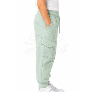 Nouveau pantalon cargo tendance pour enfants, fermeture boutonnée, couleur unie, coupe ample, léger et respirant en tissu peigné, vente en gros - Product Image 3