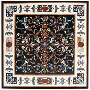 Plateau de table en marbre incrusté de pierres précieuses Pietra Dura - Product Image 6