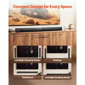 Barra de Sonido Inteligente 2 en 1 de 32 Pulgadas y 2.0 Canales, Sistema de Sonido Envolvente de 80W para Conexión AUX USB, Control Remoto Desmontable para TV - Product Image 6