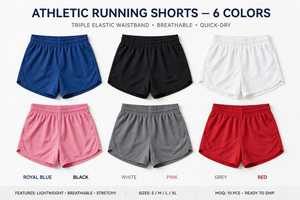 Shorts Deportivos Azules para Mujer, Corte Holgado, Cintura Elástica Media, Casuales, para Correr - Product Image 6
