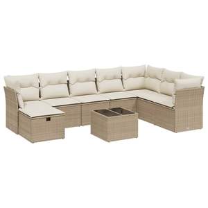 Juego de sofás de jardín de acero y vidrio templado de ratán polivinílico beige grande - Product Image 2