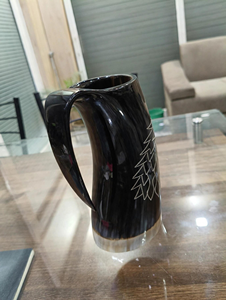 Mug en corne de buffle/vache de 500 ml, artisanal, écologique, de haute qualité, fabriqué par FAIZA CRAFT, pour la fabrication de méad, destiné aux restaurants et hôtels de l'Uttar Pradesh. - Product Image 3