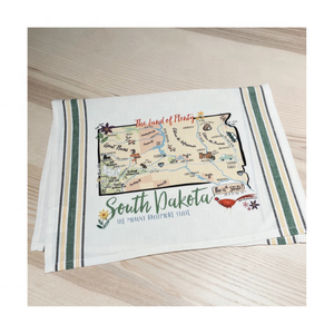 Asequible al por mayor South Dokotu Mapa diseñado Toallas de cocina con diseños de golf personalizados Algodón suave 16x28 pulgadas 230 Gsm - Product Image 1