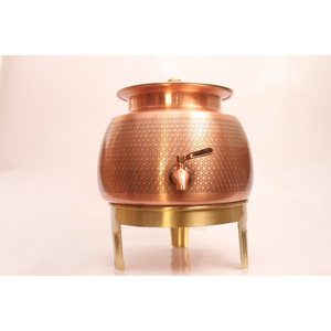 Handcrafted Pure <b>Copper</b> Water Dispenser with Leakproof Brass Tap and Metal Stand Traditional Hammered Storage Pot - Product Image 1