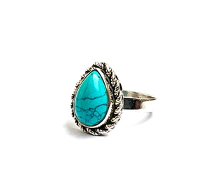Anillo de piedras preciosas de turquesa azul de Metal de plata esterlina, cabujones, anillo de plata 925, joyería con dijes, anillos de turquesa de diseñador de pera - Product Image 5