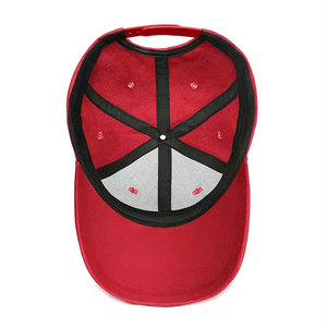 Casquette de baseball en coton rouge à 6 panneaux, réglable, unisexe, couleur unie, décontractée pour adultes - Product Image 2