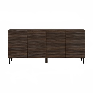 Ready Stock Nordic Modern 1.6m Fluted <b>Sideboard</b> Dark Walnut Finish Console <b>Sideboard</b> <b>Storage</b> Cabinet for Luxury Apartment - Product Image 2