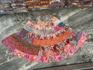 Wholesale Bohemian Tiered <b>Patchwork</b> <b>Skirts</b> Saree Silk Breathable Ankle-Length Colorful Fairy Core Exotic Long Floaty Stripped - Product Image 2
