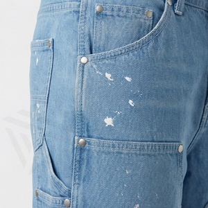 Shorts en jean élastiques pour hommes, style streetwear, denim déchiré, couleur et motif personnalisés, décontracté d'été, longueur genou - Product Image 5