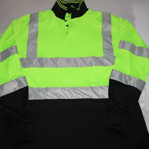 Camisetas de alta visibilidad para hombre y mujer en verde neón brillante y negro, con hilos finos para hombre y mujer. - Product Image 1