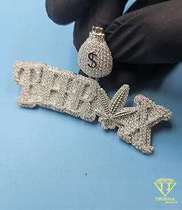 Hip Hop Bling Name Pendant <b>Iced</b> <b>Out</b> Moissanite Diamond Necklace Money Bag <b>Chain</b> Gift Jewelry - Product Image 2