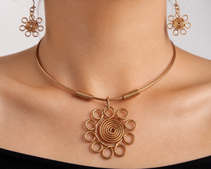 Parure de colliers en fil de cuivre de luxe faits à la main, design spirale, bijoux métalliques exquis, idéal pour la remise des diplômes, la rentrée scolaire, la fête des mères - Product Image 6