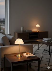 Wireless Portable LED Table Lamp Touch Control 3 <b>Lighting</b> Modes Dome Style Transparent Shade Gold Base Night Lamp - Product Image 4
