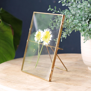 Cadre photo décoratif en verre transparent finition or pour table, avec fleurs pressées, décoration de table, articles de décoration intérieure, prix de gros - Product Image 2