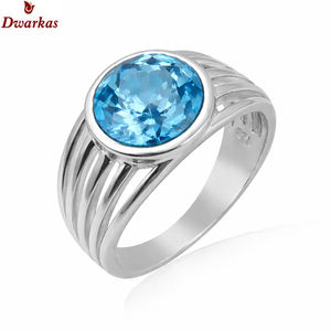 Anillos hechos a mano con topacio azul natural, plata de ley 925, joyería sólida, anillos especiales de piedras preciosas naturales para bodas, para chicas - Product Image 1