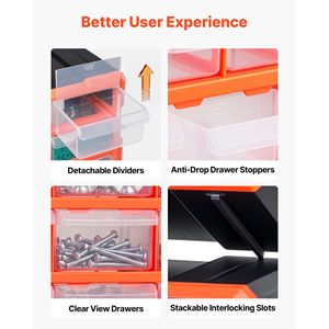 <b>Plastic</b> Storage <b>Drawers</b> Cabinet 18 <b>Drawer</b> <b>Stackable</b> Organizer for Garage Wall Mount Small Parts Storage - Product Image 5