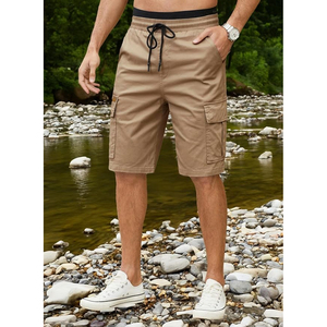 Pantalones Cortos Cargo Negros para Hombre, de Secado Rápido, de Algodón, para Golf al Aire Libre, Casuales de Verano, con Bolsillos y Cintura con Cordón - Product Image 5