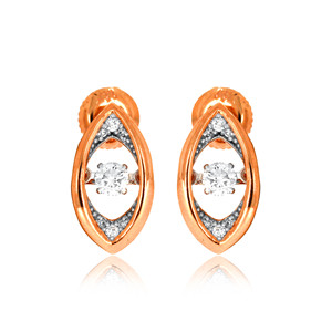 ต่างหูเพชรโรสโกลด์ 14K ทรงกลมเจียระไนแบบบริลเลียนท์ สีขาว H ผลิตในห้องปฏิบัติการ เครื่องประดับงานแต่งงานสำหรับผู้หญิง สไตล์คลาสสิก - Product Image 1