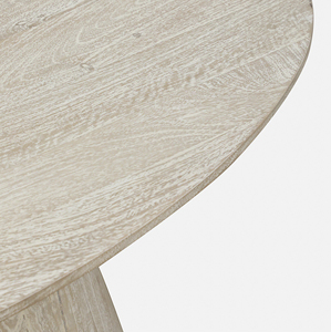 Mesa de Centro Moderna de Madera de Mango Sólida con Acabado Antiguo Desgastado en Blanco Arenado, Forma Ovalada, para Sala de Estar, Oficina, Cafetería - Product Image 5