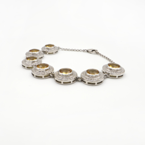 925 Sterling <b>Silver</b> Natural Citrine <b>Charm</b> <b>Bracelet</b> Rhodium Plated Trendy OEM ODM Fine Jewelry - Product Image 4