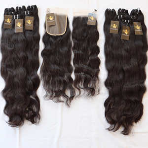 Tissage en lot de cheveux brésiliens naturels vierges, avec fermeture en dentelle Hd fine, cuticules brésiliennes en vison brut alignées H - Product Image 2