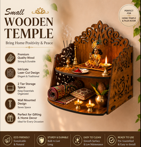 Estante de pared para Pooja Mandir con almacenamiento |   Templo Decorativo para el Hogar |   Fabricante Mayorista |   Calidad de Exportación OEM | Suministro al por Mayor | - Product Image 1
