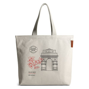 Bolsa de Compras de Lona Extra Grande Personalizable con Bolsillo con Cremallera y Asas Tejidas para Bodas y Exposiciones - Product Image 1