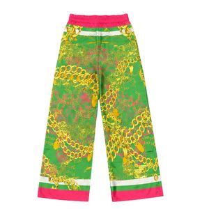 Pantalones de Satén Verde Rosa para Mujer, Pantalones Anchos Estampados, Pantalones Casuales de Moda, Pantalones Holgados Elegantes para Fiesta, Ropa de Mujer - Product Image 1