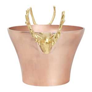 Seau à glace en aluminium couleur or rose en forme de tête de cerf avec poignées en forme de bois de cerf pour bar à domicile et fêtes hôtelières - Product Image 3