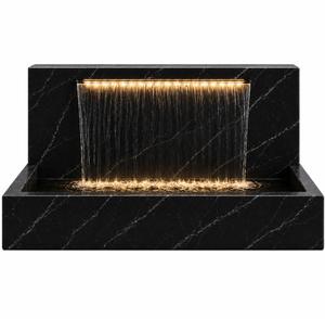 Fuente de Agua Decorativa Rectangular Moderna de Mármol Blanco, Independiente, para Interiores y Exteriores, con Iluminación LED para Jardín y Hogar - Product Image 2