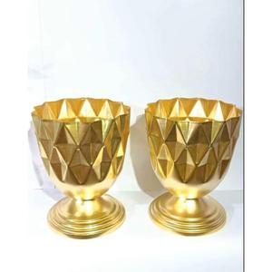 Gold Plated Luxury Flower Pot For Artificial Plants Casted Gold Leaf Design Metal <b>Vases</b> Tabletop Display Flower Pots For Home - Product Image 5